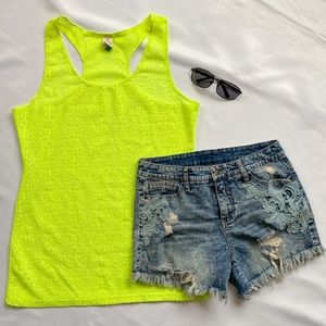 Op | Acid Yellow Mesh Swimsuit Cover-Up | Size XXL